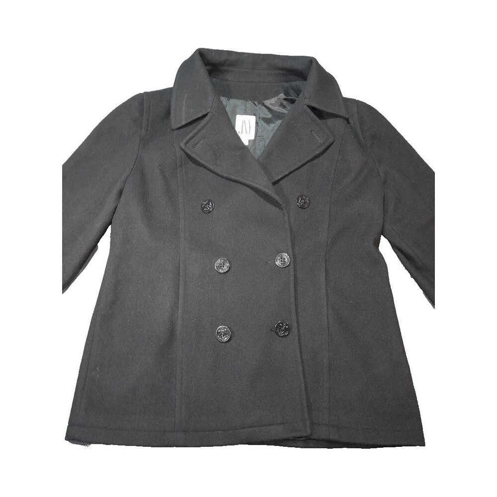 Jones New York Wool Blend Black Pea Coat, Women's Size 16 Double Breasted
